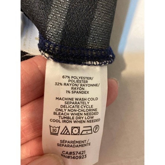 LOFT Women's Pencil Skirt Navy White Stripe Elastic Waist Business Casual Medium - Picture 7 of 8